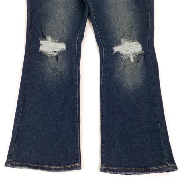 Lucky & Blessed Dark Wash Mid-Rise Boyfriend Destructed Knee Jeans Womens 18 - Picture 10 of 13